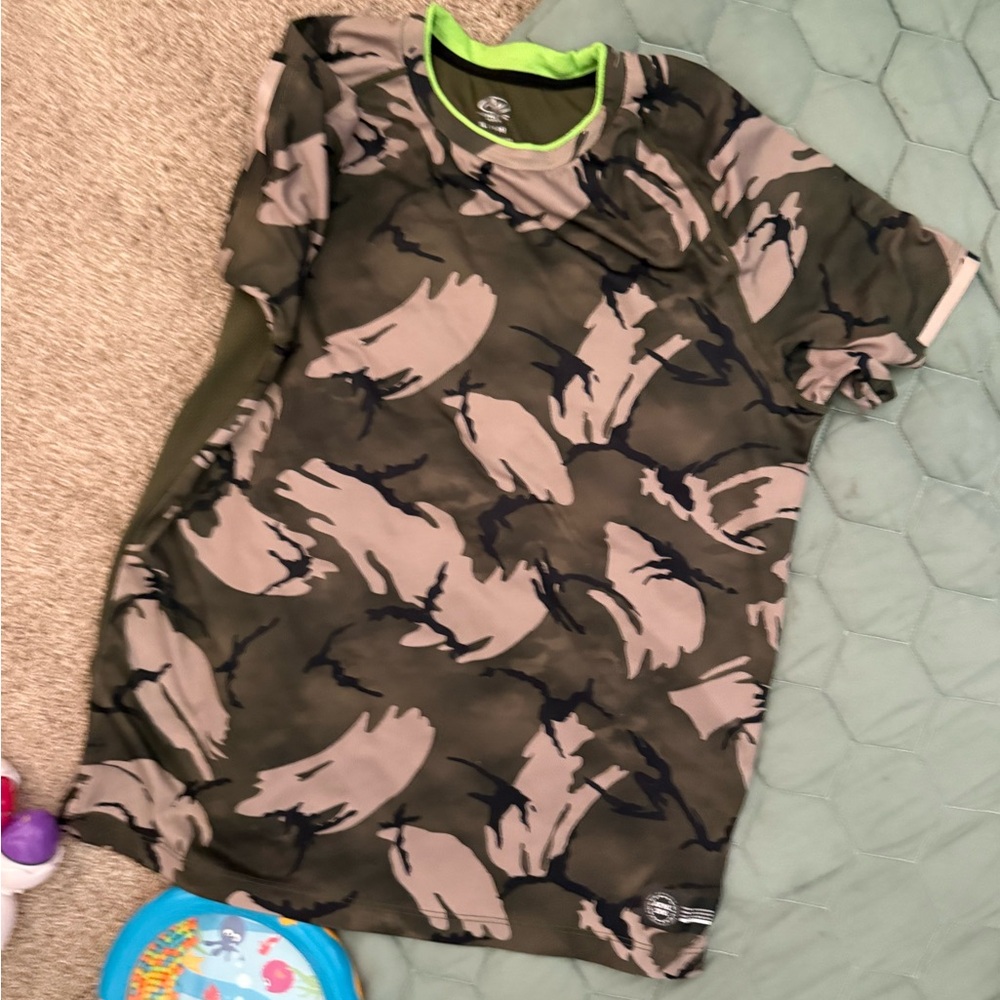 Athletic Works Camouflage Tee with Neon Green Trim